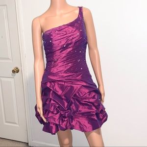 CINDERELLA Brand Ruched Jeweled Mini Cocktail Party Dress
